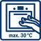 Premium-Tür mit max 30°C (Messung bei 180°C Backofentemperatur / Heizart Ober-/Unterhitze nach 1 Stunde in der Fenstermitte)